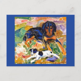 Edvard Munch, zwei Hunde malen Postkarte