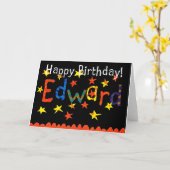 'Edward' Birthday Card (schwarz) Karte (Gelbe Blume)