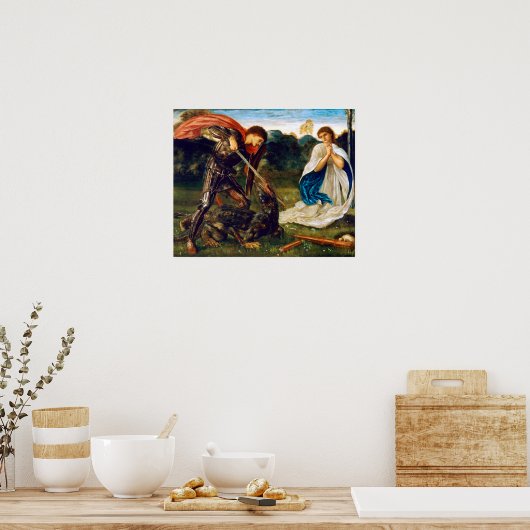 Edward Burne-Jones Fight St. George tötet Dragon Poster (Küche)