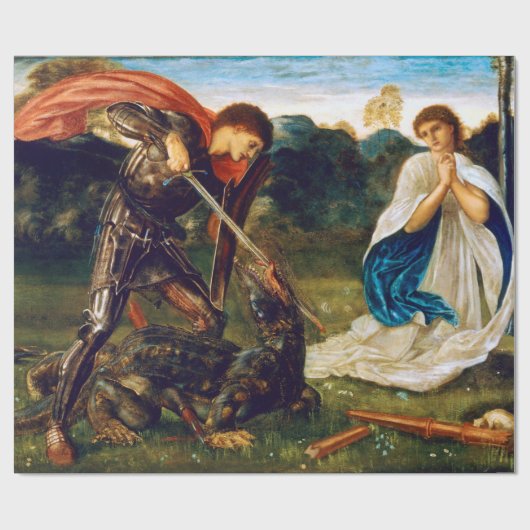 Edward Burne-Jones-Kampf St George tötet Drachen Geschenkpapier (Flach)