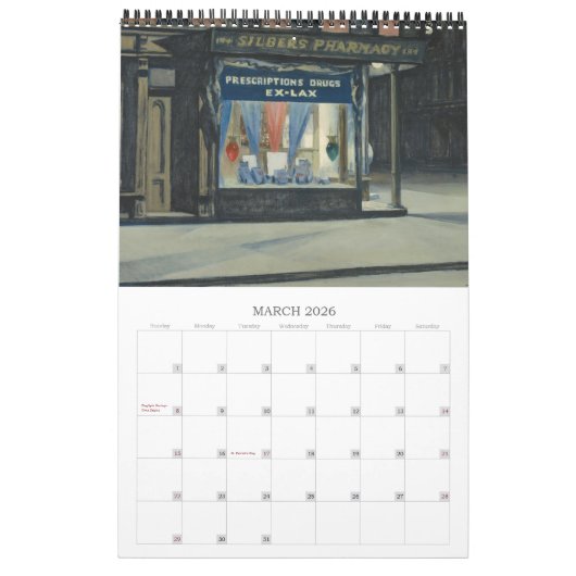 Edward Hopper Gemälde Wandkalender (Mär 2026)