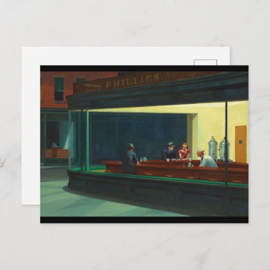 Edward Hopper - Nighthawks Postkarte (Vorne/Hinten)