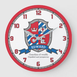 Edward Jungs Name bedeutet heraldry Ritter Schild Große Wanduhr