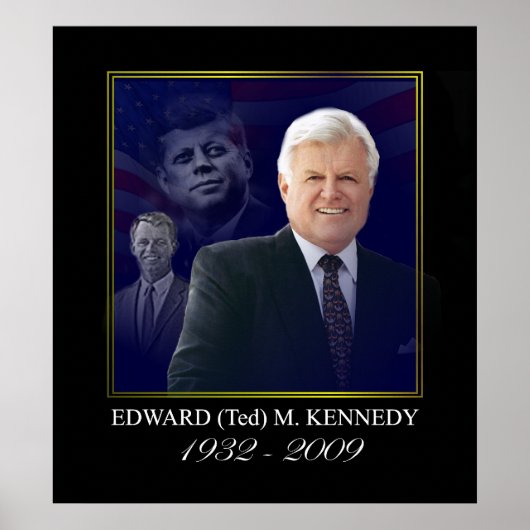 Edward Kennedy mit Jack und Bobby Poster (Vorne)