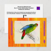 Edward Lear. Paraket mit roter Front. Postkarte (Vorne/Hinten)