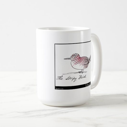 Edward Lear Stripy Vogel Kaffeetasse (VorderseiteRechts)