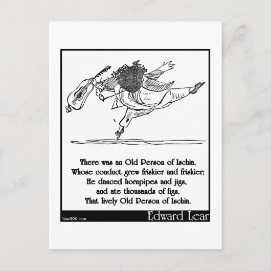 Edward Lears alte Person von Ischia Limerick Postkarte (Vorderseite)