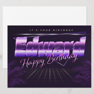 Edward Name Vorname lila retro Karte Geburtstag