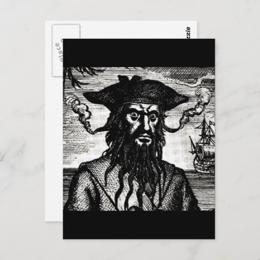 Edward Teach Portrait Postkarte (Vorne/Hinten)