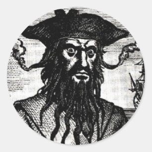 Edward Teach Portrait Runder Aufkleber