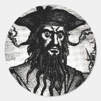 Edward Teach Portrait Runder Aufkleber