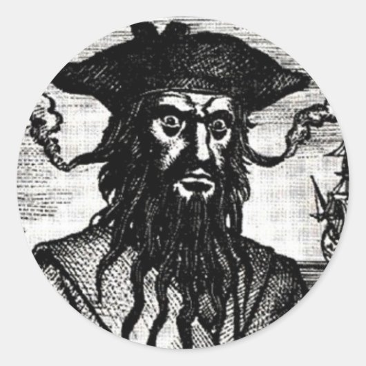 Edward Teach Portrait Runder Aufkleber (Vorderseite)