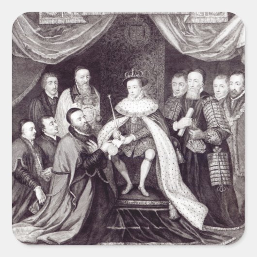 Edward VI. Gewährung der Charta Quadratischer Aufkleber (Vorderseite)
