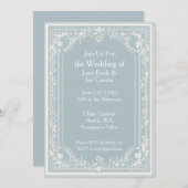 Edwardian Blue Hochzeit Einladung (Vorne/Hinten)