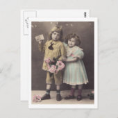 Edwardian Children Boy & Girl 1900s Postkarte (Vorne/Hinten)
