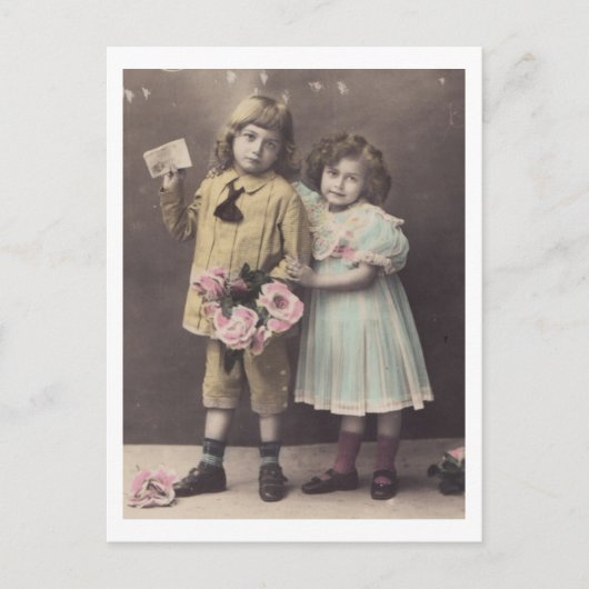 Edwardian Children Boy & Girl 1900s Postkarte (Vorderseite)