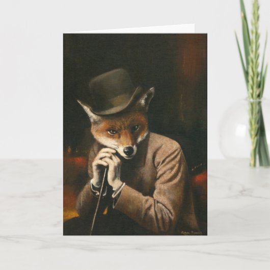 Edwardian Gentleman Fox Greetings Card Karte (Vorderseite)