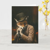 Edwardian Gentleman Fox Greetings Card Karte (Gelbe Blume)