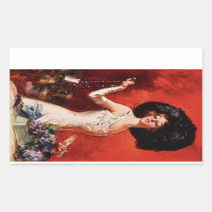 Edwardian Glamour Girl  Rechteckiger Aufkleber