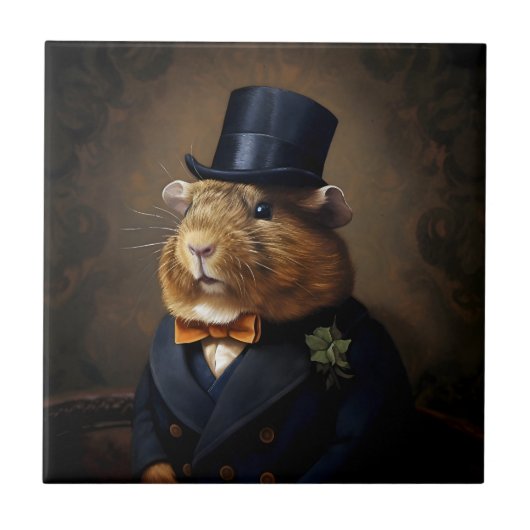 Edwardian Guinea Pig Gentleman Fliese (Vorderseite)