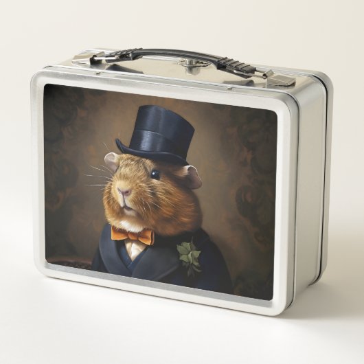 Edwardian Guinea Pig Gentleman Metall Brotdose (Rückseite)