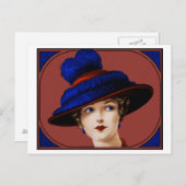Edwardian Lady - Burgund und Blauer Hut Postkarte (Vorne/Hinten)