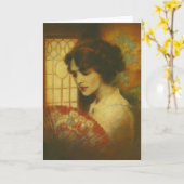 Edwardian Lady Greetings Card Karte (Gelbe Blume)