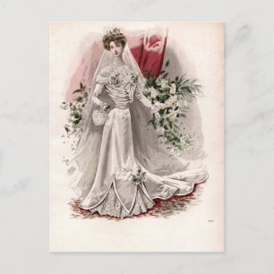 Edwardian Lady in Wedding Gown Vintage Mode Postkarte