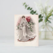 Edwardian Lady in Wedding Gown Vintage Mode Postkarte (Stehend Vorderseite)