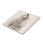 Edwardian Lady mit Rose Vintage Mode Fliese (Seite)