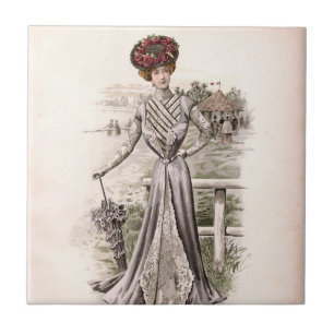 Edwardian Lady mit Vintager Schirmfashion Fliese