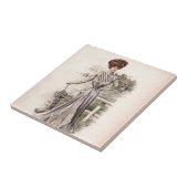 Edwardian Lady mit Vintager Schirmfashion Fliese (Seite)