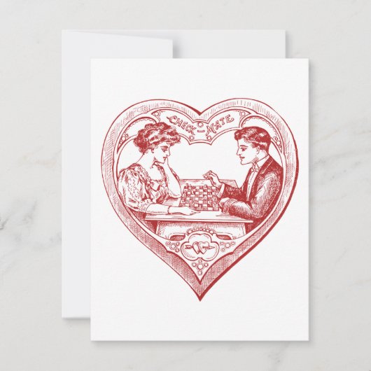 Edwardian Schach Spieler Valentine Feiertagskarte (Vorderseite)