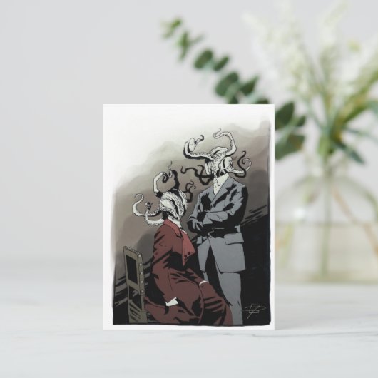 Edwardian Tentacled Couple Postcard Postkarte (Stehend Vorderseite)