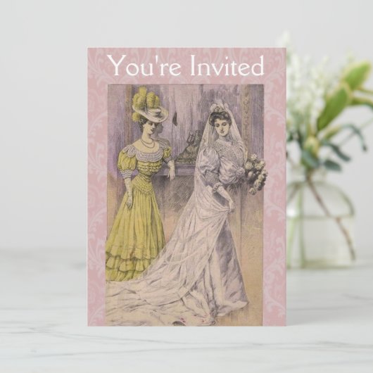 Edwardian Vintag Bride Einladung (Stehend Vorderseite)