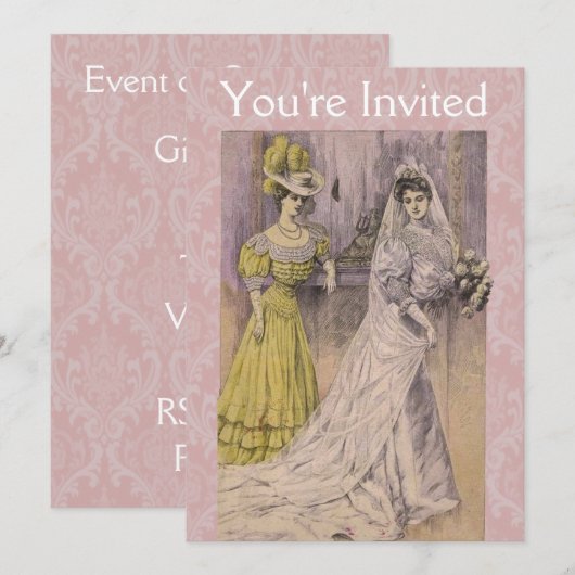 Edwardian Vintag Bride Einladung (Vorne/Hinten)