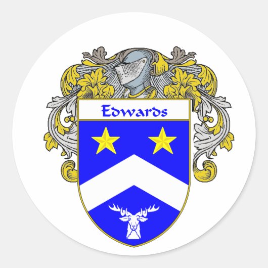 Edwards Coat of Arms (Mantled) Runder Aufkleber (Vorderseite)