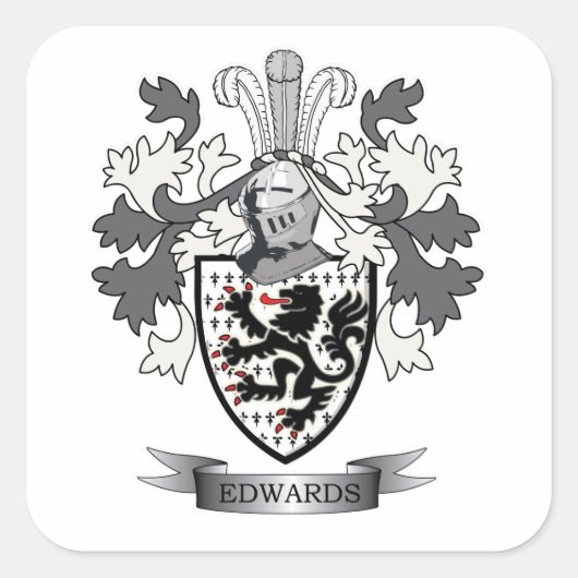 Edwards Familienwappen Coat of Arms Quadratischer Aufkleber (Vorderseite)
