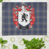Edwards Familienwappen und Tartan Geschirrtuch (Gefaltet)