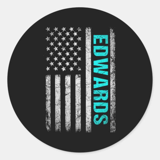 Edwards Name American Flag - Edwards Last Name  Runder Aufkleber (Vorderseite)