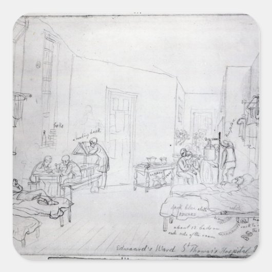 Edward's Ward, St. Thomas Hospital, London Quadratischer Aufkleber (Vorderseite)