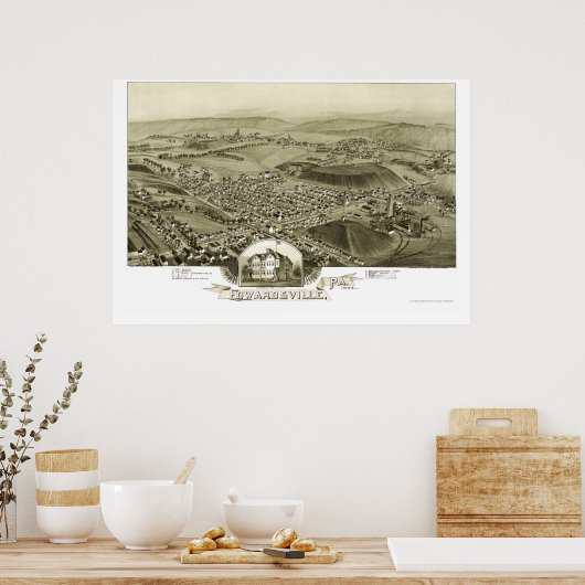 Edwardsville, PA Panoramic Map - 1892 Poster (Küche)