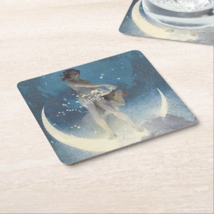 Edwin Blashfield Stars Scattering Art Nouveau Rechteckiger Pappuntersetzer