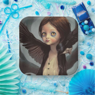 Edwin gothic schwarzer Vogel Crow Grunge Pappteller