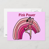 EE-rosa Power Flamingo und Regenbogen-Design Postkarte (Vorne/Hinten)