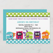 Eeek! Rawr! Monster-Einladung Einladung (Vorne/Hinten)