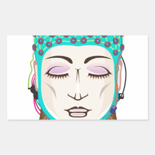 EEG-Gerät Gedankenlesen von Gehirnsignalen Rechteckiger Aufkleber