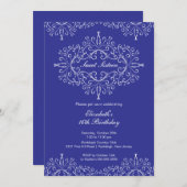 Eegant Blue 16 . Geburtstag zum Geburtstag Einladung (Vorne/Hinten)