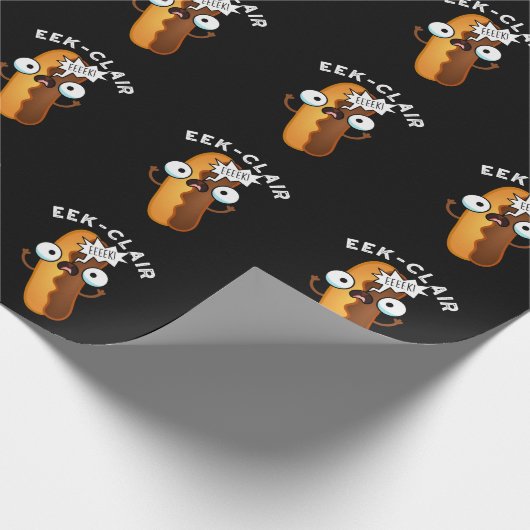 Eek-clair Funny Eclair Pun Dark BG Geschenkpapier (Ecke)