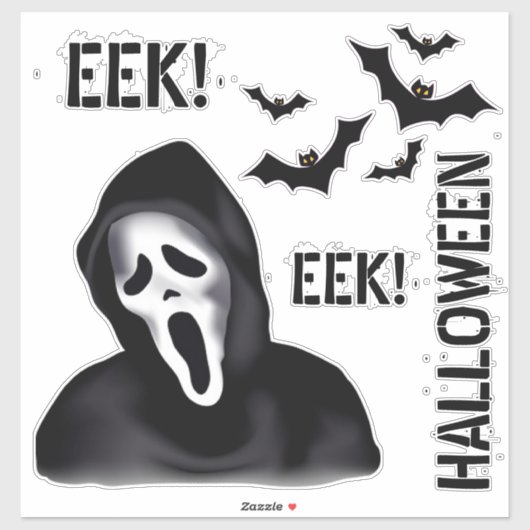 EEK & Echoes – Halloween Masked Ghost with Bats Aufkleber (Blatt)